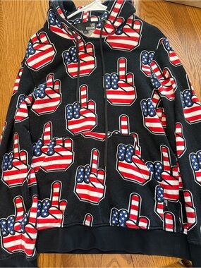 Love Moschino Black Hoodie with Red, White & Blue Graphic
